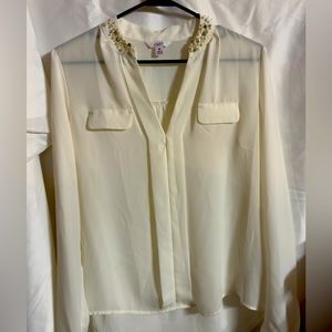 Candies shear blouse with beaded collar
